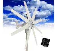 Fablestoryem Generatore Eolico 14000W DC 12V/24V/48V/110V/220V con 8 Pale Kit Turbina Solare con Controller Ibrido per Integrazione Energetica Domestica