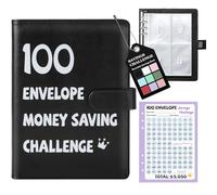 Fabmaker 100 buste Raccoglitore per sfide di risparmio di denaro, libro di sfide di risparmio con 100 buste e tracker, raccoglitore di risparmi l Risparmia $5000 in modo divertente e motivante, kit