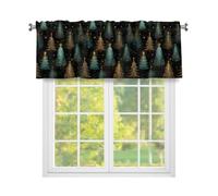 Fabpuro Mantovana per finestra con albero di Natale con stelle scintillanti, per cucina, con tasca per asta, tende corte per finestre, pannello per decorare la casa, nero, 137,2 x 45,7 cm