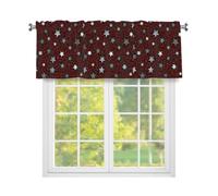 Fabpuro Mantovana per finestra con stelle glitterate su rosso bordeaux per cucina, con tasca per asta, tende corte per finestre, pannello per decorare la casa, rosso, 137,2 x 45,7 cm