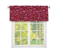 Fabpuro Mantovana per finestra con stelle glitterate su sfondo rosso, per cucina, con tasca per asta, tende corte per decorare la casa, rosso, bianco, rosa, 137,2 x 45,7 cm