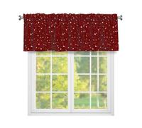 Fabpuro Mantovana per finestra con stelle scintillanti su sfondo rosso, per cucina, con tasca per asta, tende corte per decorazione della casa, rosso bianco, 137 x 45 cm