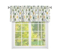 Fabpuro Mantovana per finestra con uova di Pasqua e fiori per cucina, con tasca per asta, tende corte per finestre, decorazione per la casa, verde giallo, 137 x 45 cm