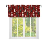 Fabpuro Mantovana per finestra invernale con pupazzo di neve di Natale su mantovana rossa per cucina, con tasca per asta, tenda corta per finestra, pannello per la decorazione della casa, rosso verde