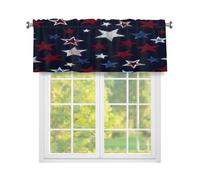 Fabpuro Mantovana per finestra usa 4 luglio con stelle, per cucina, con tasca per asta, tende corte per decorazione della casa, rosso, blu, bianco, 137 x 45,7 cm