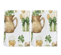 Fabpuro Strofinacci da cucina 45 x 72 cm, morbidi e assorbenti, in microfibra, ad asciugatura rapida, per bagno, decorazione della casa, gnomi del giorno di San Patrizio, monete dorate, foglie