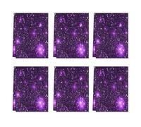 Fabpuro Strofinacci da cucina 45 x 72 cm, morbidi e assorbenti, in microfibra, ad asciugatura rapida, per bagno, decorazione per la casa, viola glitter stelle brillanti, confezione da 6