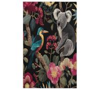 Fabpuro Strofinacci da cucina 45 x 72 cm, morbidi e assorbenti, in microfibra, ad asciugatura rapida, per bagno, decorazione per la casa, fiori tropicali, giungla, koala, uccelli, confezione da 1