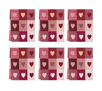 Fabpuro Strofinacci da cucina 45 x 72 cm, morbidi e assorbenti, in microfibra, ad asciugatura rapida, per bagno, decorazione per la casa, San Valentino, cuore innamorato su reticolo a quadri