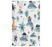 Fabpuro Strofinacci da cucina 45 x 72 cm, morbidi e assorbenti, in microfibra, ad asciugatura rapida, per bagno, decorazione per la casa, barche a vela costiere, palme, confezione da 6