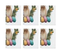 Fabpuro Strofinacci da cucina 45 x 72 cm, morbidi e assorbenti, in microfibra, ad asciugatura rapida, per bagno, decorazione per la casa, primavera, uova di Pasqua, coniglietti e ghirlande floreali
