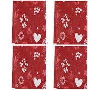 Fabpuro Strofinacci da cucina 45 x 72 cm, morbidi e assorbenti, in microfibra, ad asciugatura rapida, per bagno, decorazione per la casa, San Valentino, cuore innamorato floreale su rosso, confezione