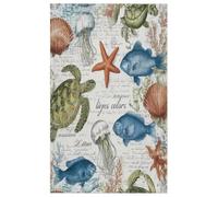 Fabpuro Strofinacci da cucina 45 x 72 cm, morbidi e assorbenti, in microfibra, ad asciugatura rapida, per bagno, decorazione per la casa, vita marina, tartaruga, pesce, stella marina su lettera