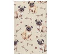 Fabpuro Strofinacci da cucina 45 x 72 cm, morbidi e assorbenti, in microfibra, ad asciugatura rapida, per bagno, decorazione per la casa, con ossa di cane carlino su beige, confezione da 1