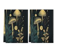 Fabpuro Strofinacci da cucina 45 x 72 cm, morbidi e assorbenti, in microfibra, ad asciugatura rapida, per bagno, decorazione per la casa, piante botaniche funghi sulla notte buia, confezione da 2