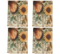 Fabpuro Strofinacci da cucina 45 x 72 cm, morbidi e assorbenti, in microfibra, ad asciugatura rapida, per bagno, decorazione per la casa, motivo: farfalle su fogli di musica shabby chic, confezione da