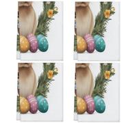 Fabpuro Strofinacci da cucina 45 x 72 cm, morbidi e assorbenti, in microfibra, ad asciugatura rapida, per bagno, decorazione per la casa, primavera, uova di Pasqua, coniglietti e ghirlande floreali