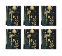 Fabpuro Strofinacci da cucina 45 x 72 cm, morbidi e assorbenti, in microfibra, ad asciugatura rapida, per bagno, decorazione per la casa, piante botaniche funghi sulla notte buia, confezione da 6