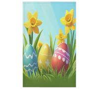 Fabpuro Strofinacci da cucina 45 x 72 cm, morbidi e assorbenti, in microfibra, ad asciugatura rapida, per bagno, decorazione per la casa, uova di Pasqua, narcisi, fiori su prati, confezione da 1