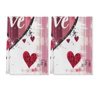 Fabpuro Strofinacci da cucina 45 x 72 cm, morbidi e assorbenti, in microfibra, ad asciugatura rapida, per bagno, decorazione per la casa, romantica parola d'amore su rosa, confezione da 2