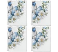 Fabpuro Strofinacci da cucina 45 x 72 cm, morbidi e assorbenti, in microfibra, ad asciugatura rapida, per bagno, decorazione per la casa, uova di Pasqua, coniglietti e ghirlande floreali, confezione