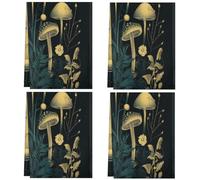 Fabpuro Strofinacci da cucina 45 x 72 cm, morbidi e assorbenti, in microfibra, ad asciugatura rapida, per bagno, decorazione per la casa, piante botaniche funghi sulla notte buia, confezione da 4