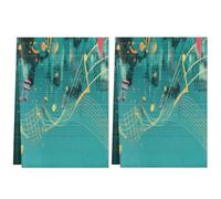 Fabpuro Strofinacci da cucina 45 x 72 cm, morbidi e assorbenti, in microfibra, ad asciugatura rapida, per bagno, decorazione per la casa, amanti della musica, note musicali, confezione da 2
