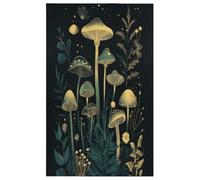 Fabpuro Strofinacci da cucina 45 x 72 cm, morbidi e assorbenti, in microfibra, ad asciugatura rapida, per bagno, decorazione per la casa, piante botaniche funghi sulla notte buia, confezione da 1