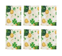 Fabpuro Strofinacci da cucina 45 x 72 cm, morbidi e assorbenti, in microfibra, ad asciugatura rapida, per bagno, decorazione della casa, giorno di San Patrizio, graziose monete dorate, confezione da 6