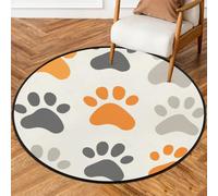 Fabpuro Tappeto rotondo da 1,5 m per soggiorno, camera da letto, asilo, lavabile, antiscivolo, per la decorazione della casa, divertente zampa di cane