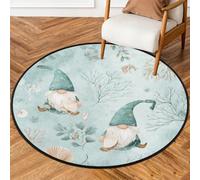 Fabpuro Tappeto rotondo da 92 cm, per soggiorno, camera da letto, asilo, lavabile, tappeto antiscivolo per la decorazione della casa, acquerello, vita marina, gnomi, stella marina, corallo