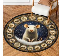Fabpuro Tappeto rotondo natalizio da 1,5 m, lavabile, antiscivolo, per soggiorno, camera da letto, asilo, decorazione per la casa, topolino della vigilia di Natale