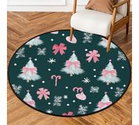 Fabpuro Tappeto rotondo natalizio da 1,5 m, per soggiorno, camera da letto, asilo, lavabile, antiscivolo, per la decorazione della casa, albero di Natale con fiocco