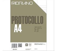 Fabriano 02311914 Fogli Protocollo per Stampanti, Rigato Uso Bollo, 80 G/MQ, Confezione 500
