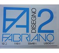 Fabriano 06200534 Disegno 2 Set 12 Fogli, Liscio, 33 x 48 cm, Collato, 110 g/mq
