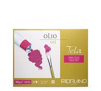 Fabriano 68004256 Tela - Carta per pittura a olio con struttura in lino, 300 g/m2, 42 x 56 cm, 10 fogli, 4 fogli incollati su 4 lati, priva di acidi e resistente all'invecchiamento, colore: Bianco