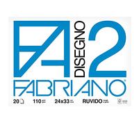 Blocco F2 - 24x33cm - 20 fogli - 110gr - ruvido - 4 angoli - Fabriano