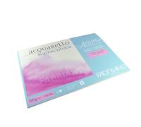 Fabriano Artistico Acquarello Acquarello Watercolour, bianco naturale, satinato, pressato a caldo, 35,5 x 51 cm, 15 fogli da 300 g/m², carta acquerello di alta qualità, blocco 4 lati, vegano