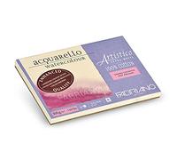 Fabriano Artistico Acquarello Acquarello Watercolour, extra bianco, satinato, pressato a caldo, 12,5 x 18 cm, 25 fogli da 300 g/m², carta acquerello di alta qualità, blocco 4 lati, vegano