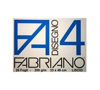 fabriano Disegno 4 33x48 Cm Lisci 220 Gr 20 Fogli-Blocco A 4 Angoli, Bianco, 33x48