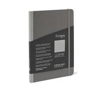 Fabriano Ecoqua Plus - Quaderno rilegato in tessuto, 14,7 x 21,1 cm, bianco, grigio, 80 fogli, certificato FSC, senza acidi, senza cloro, 90 g/m², carta bianca Bioprima