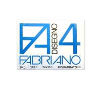 Fabriano F4 05201597, Album da Disegno, Formato 24 x 33 cm, Fogli Lisci Riquadrati, Grammatura 220gr/m2, 20 Fogli