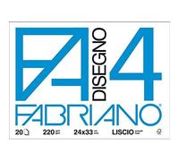 Fabriano 05201597 Disegno 4, Liscio Riquadrato, 24 x 33 cm, 220 G/Mq, 20 Fogli