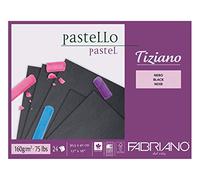 Fabriano Tiziano 46730541 - Blocco di carta pastello, 30,5 x 41 cm, 24 fogli, 160 g/m2, resistente all'invecchiamento, superficie ruvida e antiscivolo, 30,5 x 41 cm, colore: Nero