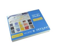 Fabriano Honsell 75302735 Watercolour - Blocco di cartone per acquerelli, incollato a testa, 300 g/m², 27 x 35 cm, 75 fogli, bianco naturale, grana fine, senza acidi, superficie vellutata