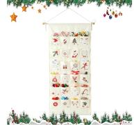 Fabric Christmas Countdown Calendar - 24 Day Cotton Storage Bag | 50x110cm Reusable Holiday Advent Decoration, Festive Treat Holder for Chocolate, Candy, Cookie Gift, Family Party