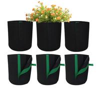 Fabric Grow Bags, 6X Nonwoven Cloth Planter Pots Gardening, Breathable Reusable Plant Containers for Vegetables, Fruits, and Flowers, Heavy-Duty Outdoor Grow Pouches Balcony