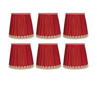 Fabric Lampshade E14, Wine Red Golden Cloth Lamp Cover, Modern Simple for Table Chandelier Wall Lamp, Soft Iron Cloth Material with Excellent