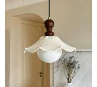 Fabric Light Fixture Mid Century Milk Glass Pendant Lighting Kitchen Island Flower Hanging Lamp Farmhouse Vintage Chandelier for Dining Room Girls Bedroom Hallway