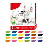 Fabric Marker, 12/24 Color Cloth Paint Markers, Fabric Marker Textile Watercolor Pens, Washable and Durable, Ideal for Home, Outdoor, Laundry, Shoe, Ceramic, Graffiti, Tote Bag, Polyester, Tablecloth,